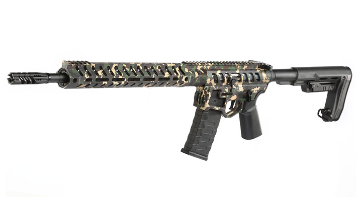 Versandrcklufer APS/EMG F-1 Firearms UDR-15 3G Dem. R. Vollm. BlowBack S-AEG 6mm BB Camouflage