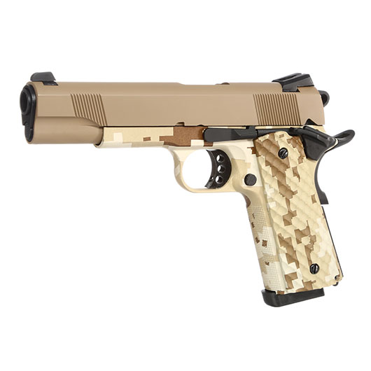 Nuprol Raven M1911 MEU Vollmetall GBB 6mm BB Tan / Digital Desert