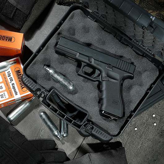 Glock 17 Gen. 4 Airsoft mit Metallschlitten CO2 BlowBack 6mm BB schwarz Bild 1