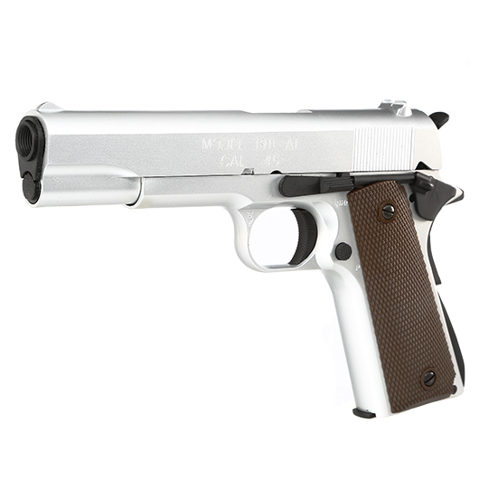 King Arms M1911-A1 Cal. 45 Vollmetall GBB 6mm BB silber