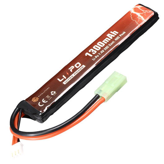 Evolution Ultra-Power LiPo Akku 7,4V 1300mAh 20C / 40C Long Stock-Tube Type m. Mini-Tam Anschluss