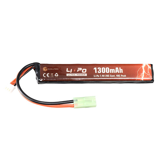 Evolution Ultra-Power LiPo Akku 7,4V 1300mAh 20C / 40C Long Stock-Tube Type m. Mini-Tam Anschluss Bild 1