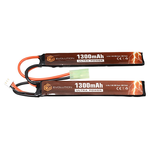 Evolution Ultra-Power LiPo Akku 7,4V 1300mAh 20C / 40C Small-Long Tri-Panel Type m. Mini-Tam Anschluss Bild 1