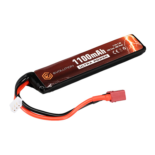 Evolution Ultra-Power LiPo Akku 7,4V 1100mAh 20C / 40C Stock-Tube Type m. T-Stecker + Mini-Tam Adapter Bild 1