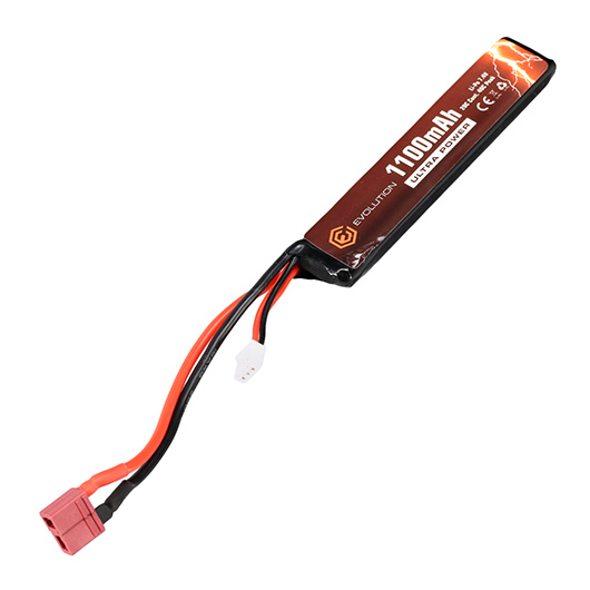 Evolution Ultra-Power LiPo Akku 7,4V 1100mAh 20C / 40C Stock-Tube Type m. T-Stecker + Mini-Tam Adapter Bild 2