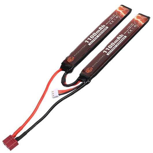 Evolution Ultra-Power LiPo Akku 7,4V 1100mAh 20C / 40C Small Two-Panel Type m. T-Stecker + Mini-Tam Adapter Bild 2