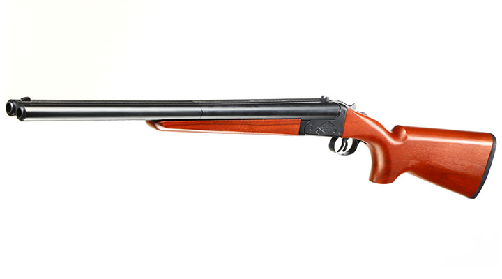 Haw San FS-0521 Full Size Long Double Barrel Vollmetall Gas Shotgun 6mm BB Echtholz-Version