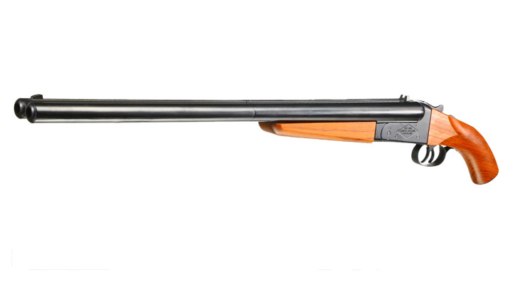 Haw San FS-0521 Long Double Barrel Vollmetall Gas Shotgun 6mm BB Echtholz-Version