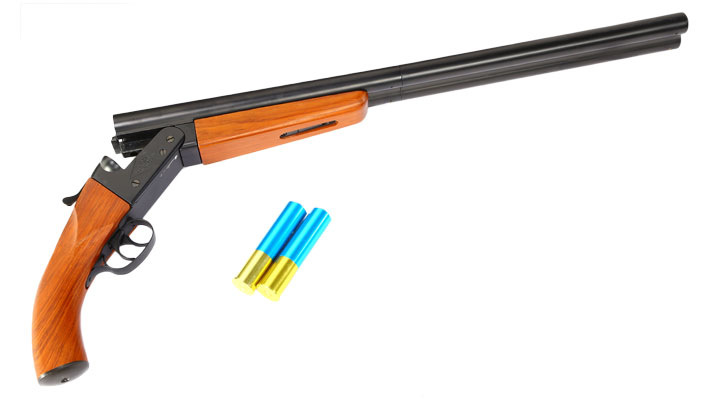 Haw San FS-0521 Long Double Barrel Vollmetall Gas Shotgun 6mm BB Echtholz-Version Bild 6