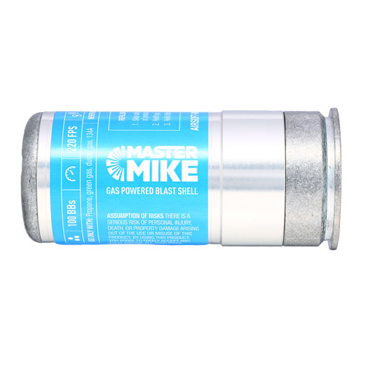 Airsoft Innovations Master Mike 40mm Vollmetall Hlse / Einlegepatrone f. 150 6mm BBs blau / silber Bild 1