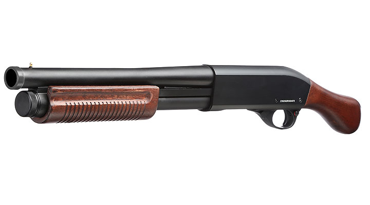 Jag Arms Scattergun Sawed-Off Vollmetall Pump Action Gas Shotgun 6mm BB Echtholz-Version