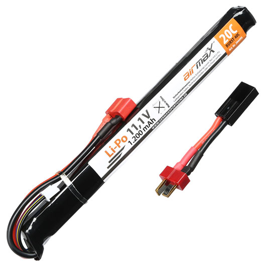 airmaX LiPo Akku 11.1V 1200mAh 20 / 40C Stick-Type m. Deans Anschluss + Mini-Tam Adapter