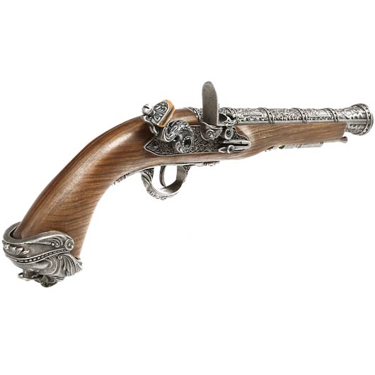 HFC Pirate Flintlock Pistole 18th Century Vollmetall CO2 holzoptik silber Bild 3