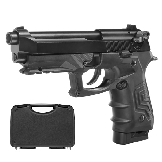 HFC M92 GripTac Vollmetall CO2 BlowBack 6mm BB schwarz inkl. Pistolenkoffer