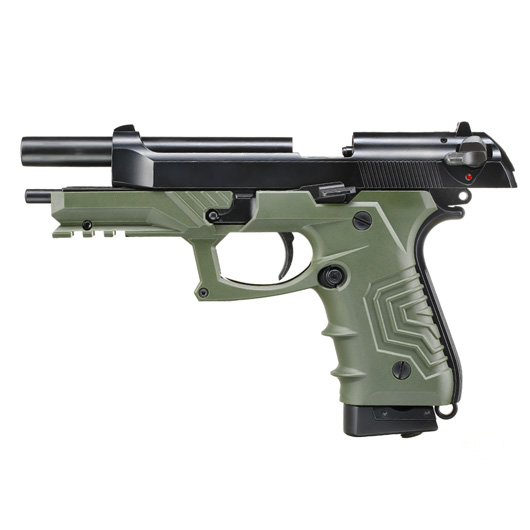 HFC M92 GripTac Airsoftpistole Vollmetall CO2 BlowBack 6mm BB oliv inkl. Pistolenkoffer Bild 2