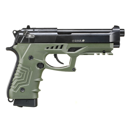 HFC M92 GripTac Airsoftpistole Vollmetall CO2 BlowBack 6mm BB oliv inkl. Pistolenkoffer Bild 3