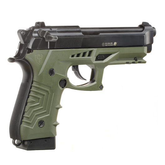 HFC M92 GripTac Airsoftpistole Vollmetall CO2 BlowBack 6mm BB oliv inkl. Pistolenkoffer Bild 4