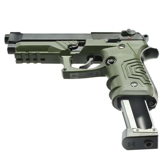HFC M92 GripTac Vollmetall CO2 BlowBack 6mm BB oliv inkl. Pistolenkoffer Bild 5