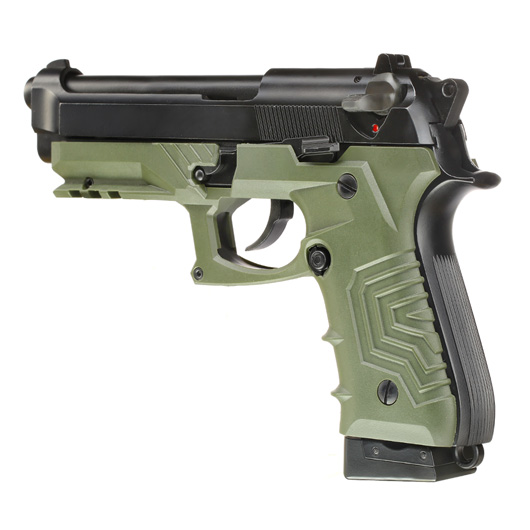 HFC M92 GripTac Airsoftpistole Vollmetall CO2 BlowBack 6mm BB oliv inkl. Pistolenkoffer Bild 9