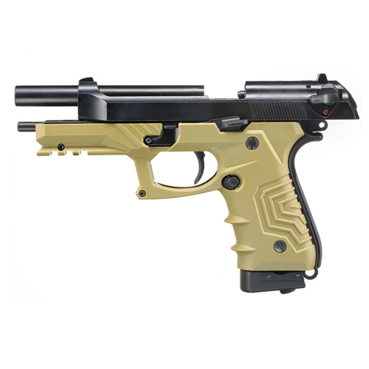 HFC M92 GripTac Airsoftpistole Vollmetall CO2 BlowBack 6mm BB coyote inkl. Pistolenkoffer Bild 2