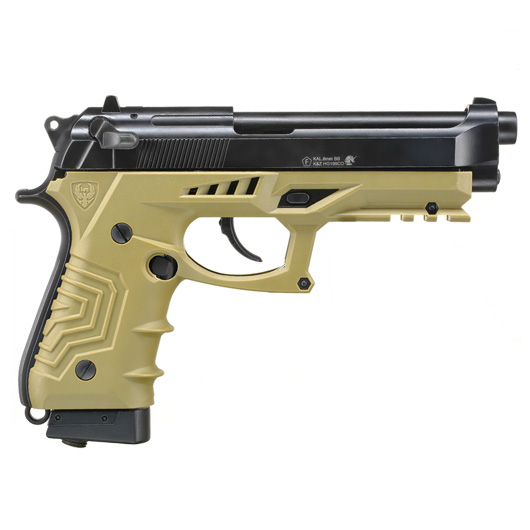 HFC M92 GripTac Airsoftpistole Vollmetall CO2 BlowBack 6mm BB coyote inkl. Pistolenkoffer Bild 3
