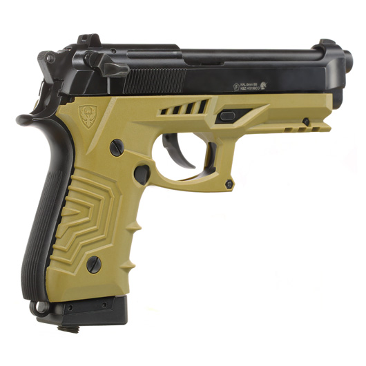 HFC M92 GripTac Airsoftpistole Vollmetall CO2 BlowBack 6mm BB coyote inkl. Pistolenkoffer Bild 4