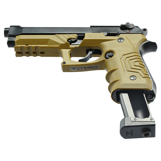 HFC M92 GripTac Airsoftpistole Vollmetall CO2 BlowBack 6mm BB coyote inkl. Pistolenkoffer Bild 5