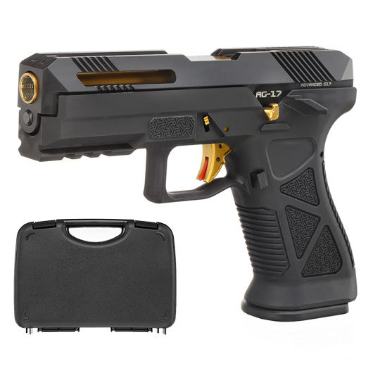 HFC AG-17 mit Metallschlitten GBB 6mm BB schwarz inkl. Pistolenkoffer