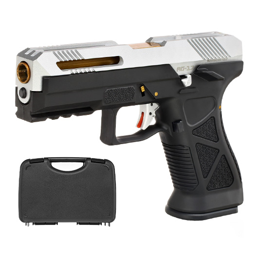 HFC AG-17 mit Metallschlitten GBB 6mm BB silber / schwarz inkl. Pistolenkoffer