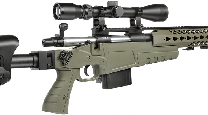 Well MB4418-2D Mk13 Custom Snipergewehr inkl. Zweibein / Zielfernrohr Springer 6mm BB oliv Bild 10