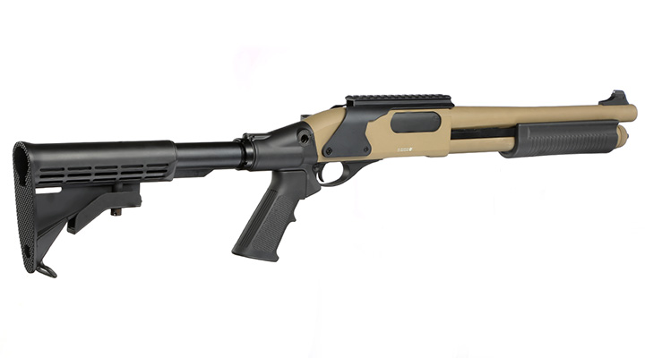 Golden Eagle M8873 Vollmetall Pump Action Gas Shotgun 6mm BB Tan Bild 3