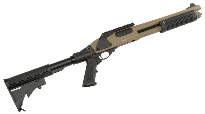 Golden Eagle M8873 Vollmetall Pump Action Gas Shotgun 6mm BB Tan Bild 4