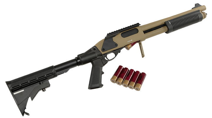 Golden Eagle M8873 Vollmetall Pump Action Gas Shotgun 6mm BB Tan Bild 5