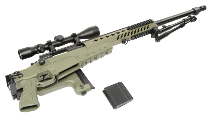 Ersatzteilset Well MB4418-3D Mk13 Mod 7 Snipergewehr inkl. Zweibein / Zielfernrohr Springer 6mm BB oliv Bild 4