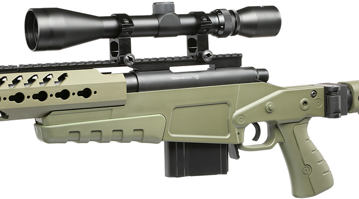 Well MB4418-3D Mk13 Mod 7 Snipergewehr inkl. Zweibein / Zielfernrohr Springer 6mm BB oliv Bild 8