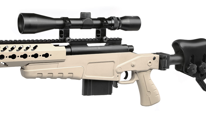 Well MB4418-2D Mk13 Custom Snipergewehr inkl. Zweibein / Zielfernrohr Springer 6mm BB tan Bild 6