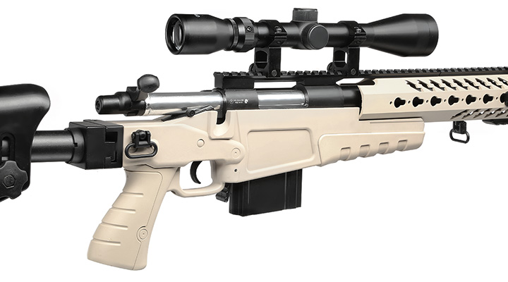 Well MB4418-2D Mk13 Custom Snipergewehr inkl. Zweibein / Zielfernrohr Springer 6mm BB tan Bild 8