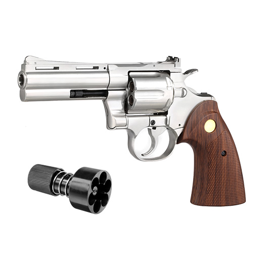 King Arms .357 Python 4 Zoll Revolver Vollmetall Gas 6mm BB Chrome-Finish