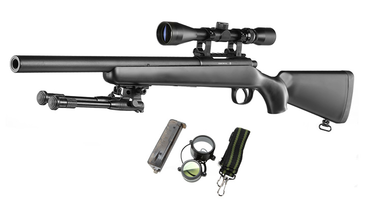 Well M700 Short-Type Snipergewehr inkl. Zweibein / Zielfernrohr Springer 6mm BB schwarz