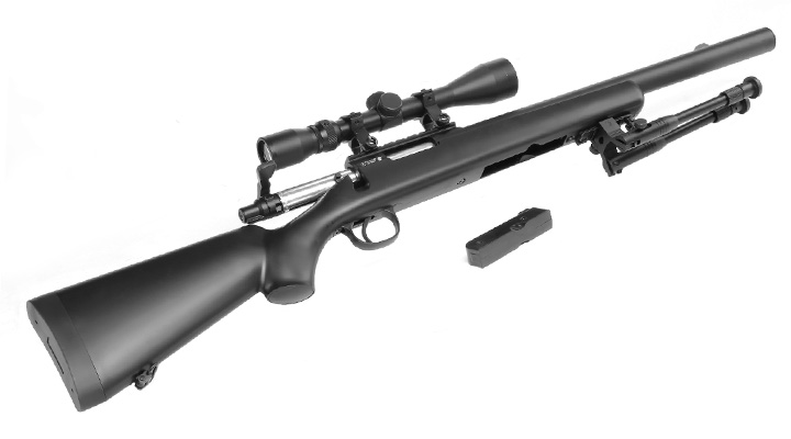 Well M700 Short-Type Snipergewehr inkl. Zweibein / Zielfernrohr Springer 6mm BB schwarz Bild 4