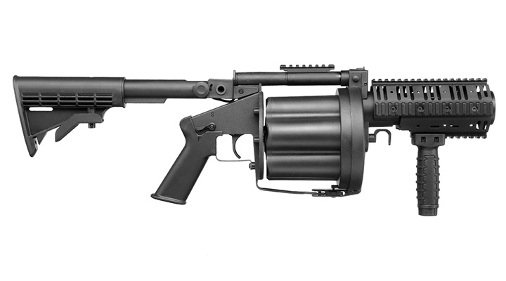 ICS MGL 40mm Airsoft Revolver-Granatwerfer Long Rail System Version schwarz - Short Barrel Bild 2