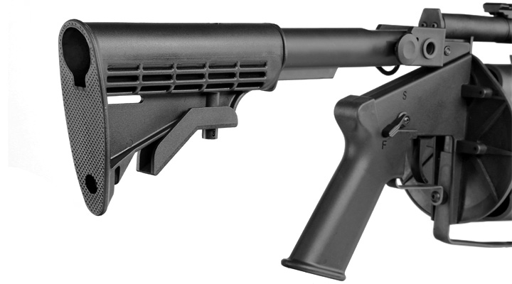 ICS MGL 40mm Airsoft Revolver-Granatwerfer Long Rail System Version schwarz - Long Barrel Bild 10