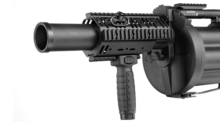 ICS MGL 40mm Airsoft Revolver-Granatwerfer Long Rail System Version schwarz - Long Barrel Bild 7