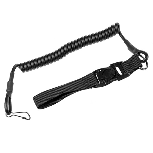 Amomax Pistol Lanyard / Fangriemen mit Schlaufe schwarz