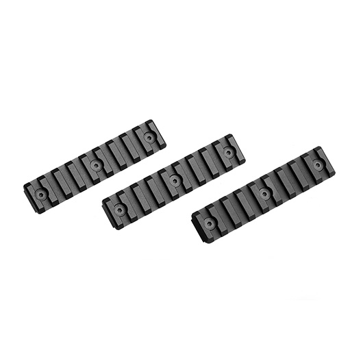 ICS KeyMod 21mm Aluminium Schienen Set 9 Slots / 95mm (3 Stck) schwarz