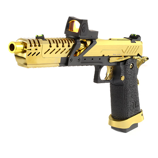 Vorsk Airsoft Hi-Capa Titan 7 Split-Slide mit HD5141 LPZ Vollmetall GBB 6mm BB gold / schwarz