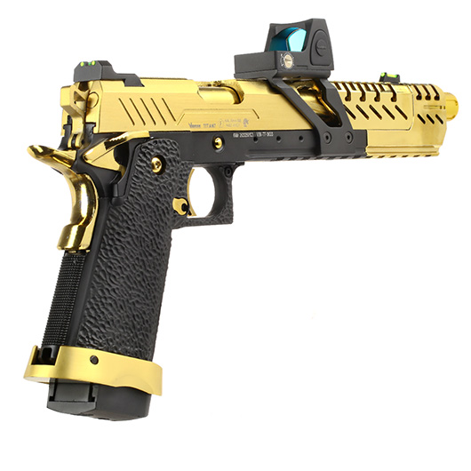 Vorsk Airsoft Hi-Capa Titan 7 Split-Slide mit HD5141 LPZ Vollmetall GBB 6mm BB gold / schwarz Bild 4