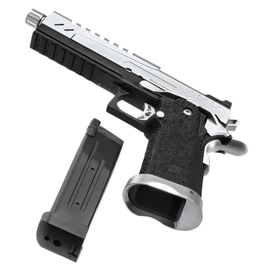 Vorsk Airsoft Hi-Capa 5.1 Split-Slide Vollmetall GBB 6mm BB chrome / schwarz Bild 6