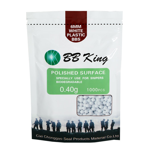 BB King Sniper Precision BIO BBs 0.40g 1.000er Beutel weiss