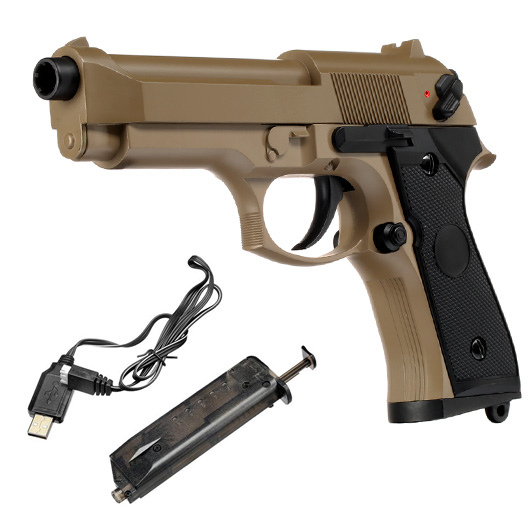 Cyma M92 mit Metallschlitten Komplettset AEP 6mm BB Tan - MosFet / LiPo Version